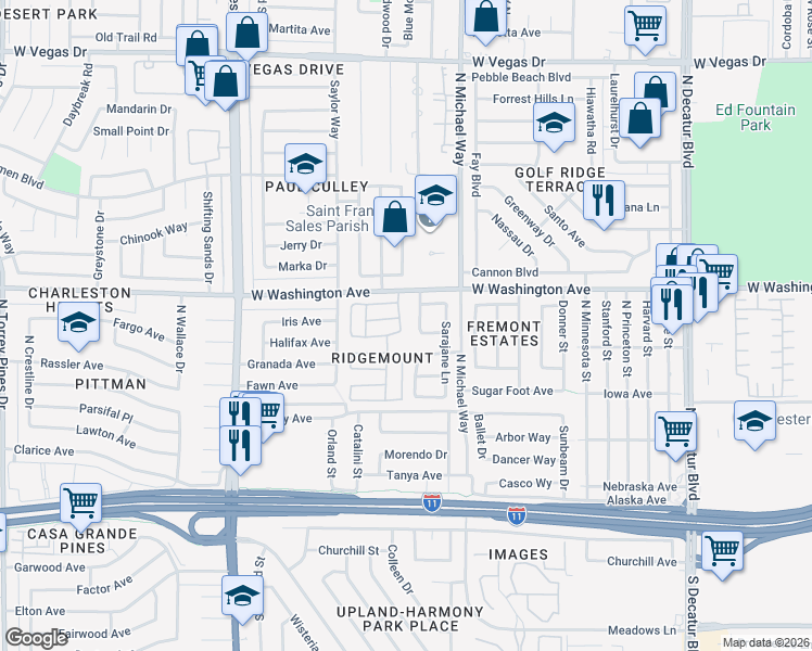 map of restaurants, bars, coffee shops, grocery stores, and more near 716 Marie Fenlon Drive in Las Vegas