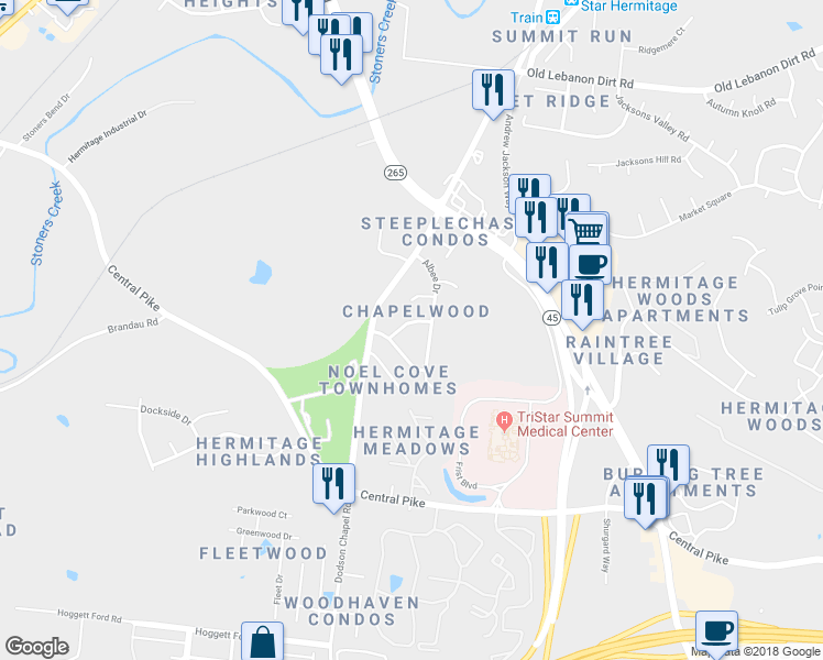 map of restaurants, bars, coffee shops, grocery stores, and more near 4113 Hunting Drive in Nashville