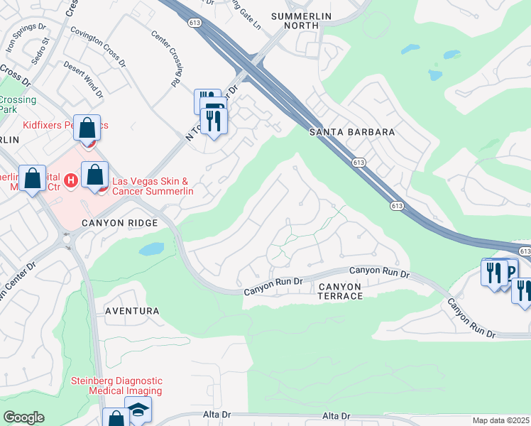 map of restaurants, bars, coffee shops, grocery stores, and more near 613 Proud Eagle Lane in Las Vegas