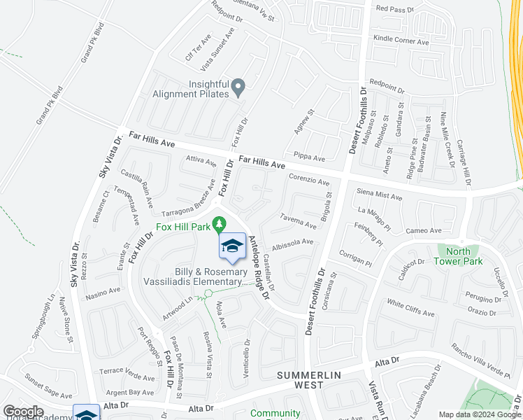 map of restaurants, bars, coffee shops, grocery stores, and more near 165 Alamere Falls Drive in Las Vegas