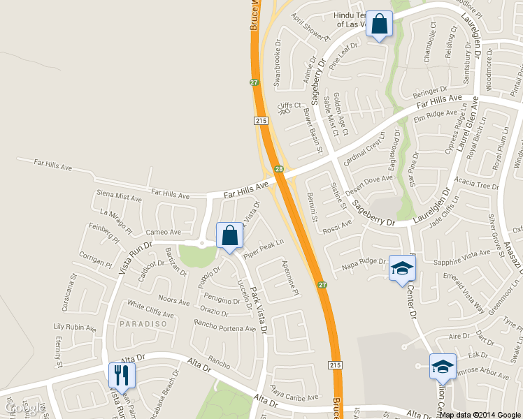 map of restaurants, bars, coffee shops, grocery stores, and more near 104 Pioneer Peak Place in Las Vegas