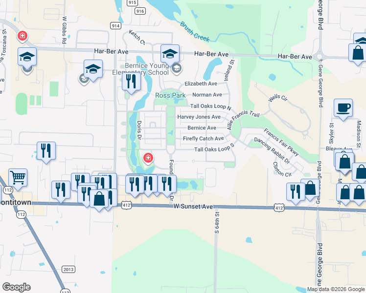 map of restaurants, bars, coffee shops, grocery stores, and more near 6650 Tall Oaks Loop North in Springdale