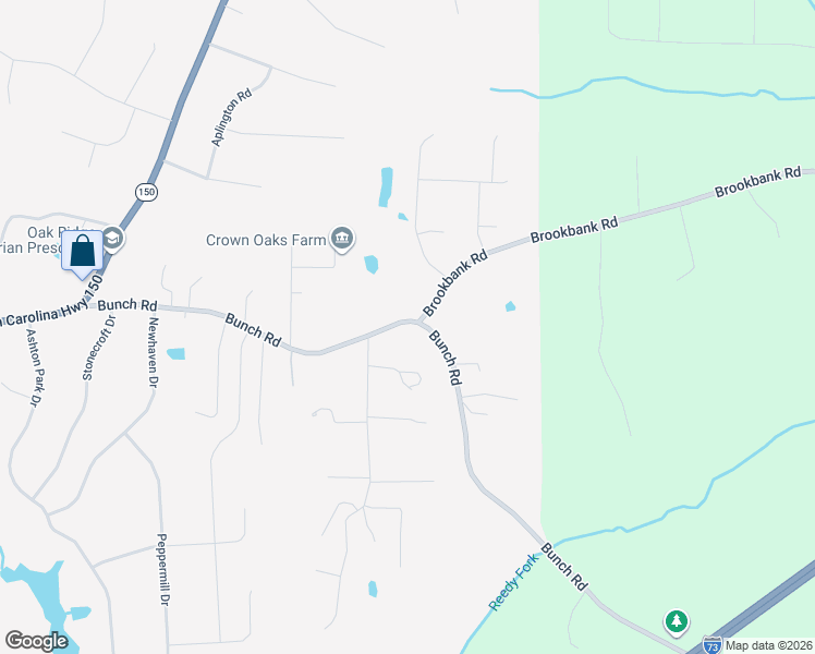 map of restaurants, bars, coffee shops, grocery stores, and more near 5603 Bunch Road in Oak Ridge