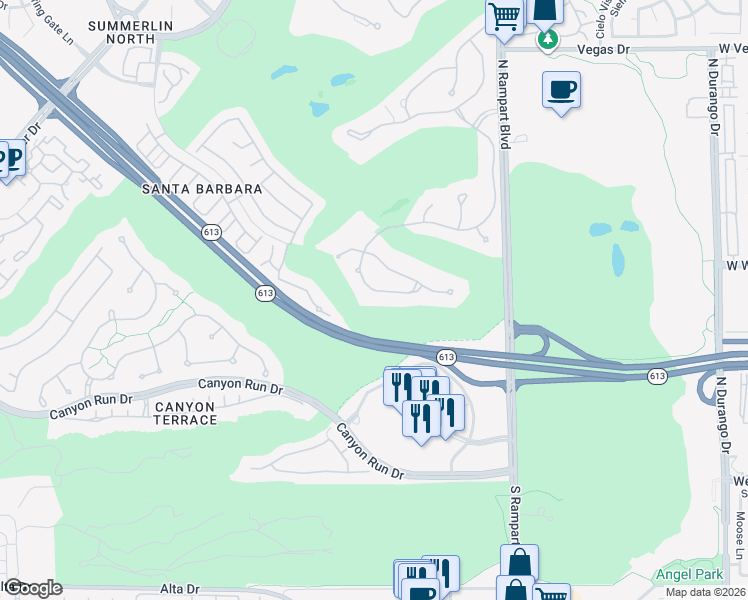 map of restaurants, bars, coffee shops, grocery stores, and more near 9017 Grove Crest Lane in Las Vegas