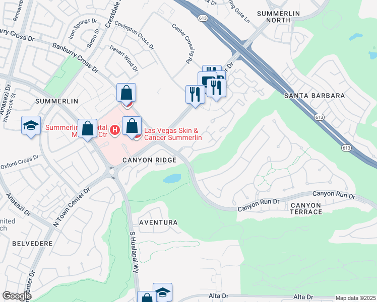 map of restaurants, bars, coffee shops, grocery stores, and more near 652 Peachy Canyon Circle in Las Vegas