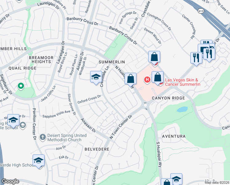 map of restaurants, bars, coffee shops, grocery stores, and more near 10249 Huxley Cross Lane in Las Vegas