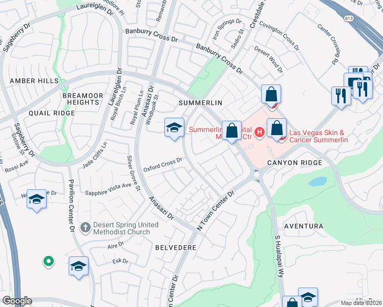 map of restaurants, bars, coffee shops, grocery stores, and more near 609 Lexington Cross Drive in Las Vegas
