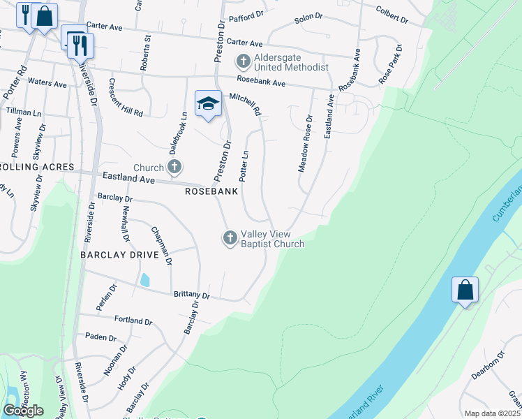 map of restaurants, bars, coffee shops, grocery stores, and more near 900 Mitchell Road in Nashville
