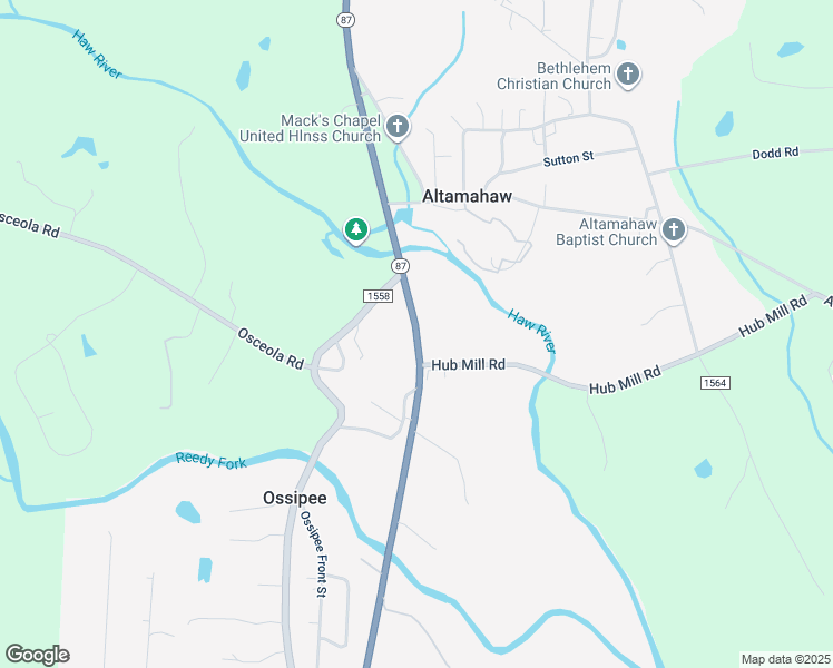 map of restaurants, bars, coffee shops, grocery stores, and more near North North Carolina Highway 87 in Gibsonville