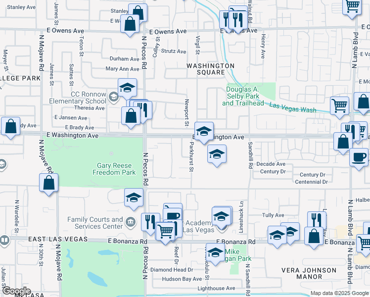map of restaurants, bars, coffee shops, grocery stores, and more near 861 Shrubbery Lane in Las Vegas