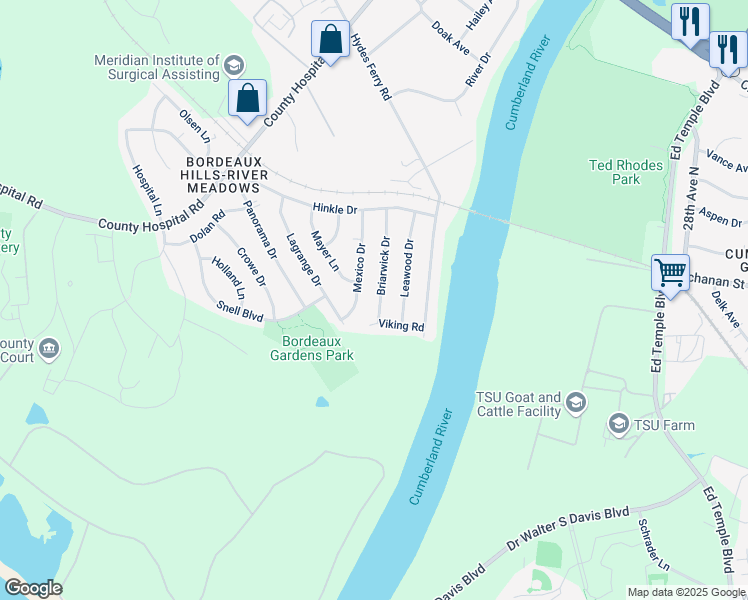 map of restaurants, bars, coffee shops, grocery stores, and more near 3209 Briarwick Drive in Nashville