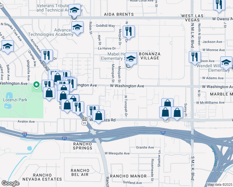 map of restaurants, bars, coffee shops, grocery stores, and more near 2166 Sleepy Court in Las Vegas