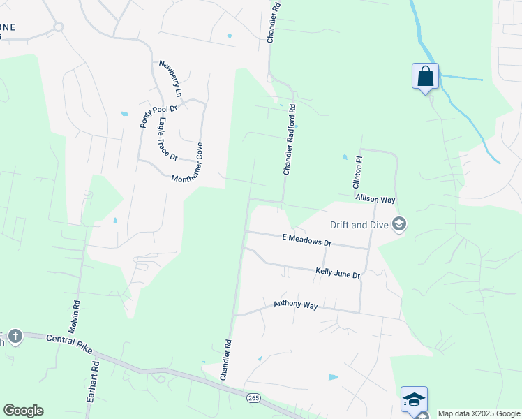 map of restaurants, bars, coffee shops, grocery stores, and more near 686 Chandler Road in Mount Juliet