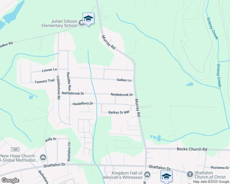 map of restaurants, bars, coffee shops, grocery stores, and more near 2141 Nettlebrook Drive in Winston-Salem