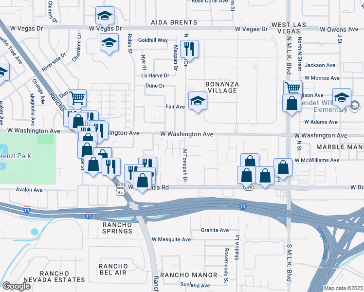 map of restaurants, bars, coffee shops, grocery stores, and more near 2102 Sleepy Court in Las Vegas