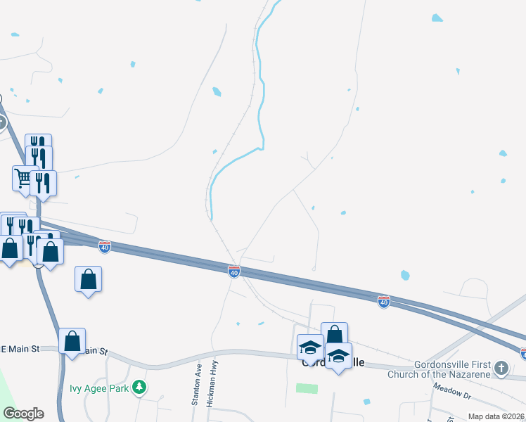 map of restaurants, bars, coffee shops, grocery stores, and more near 263-267 Hogan Rd in Gordonsville