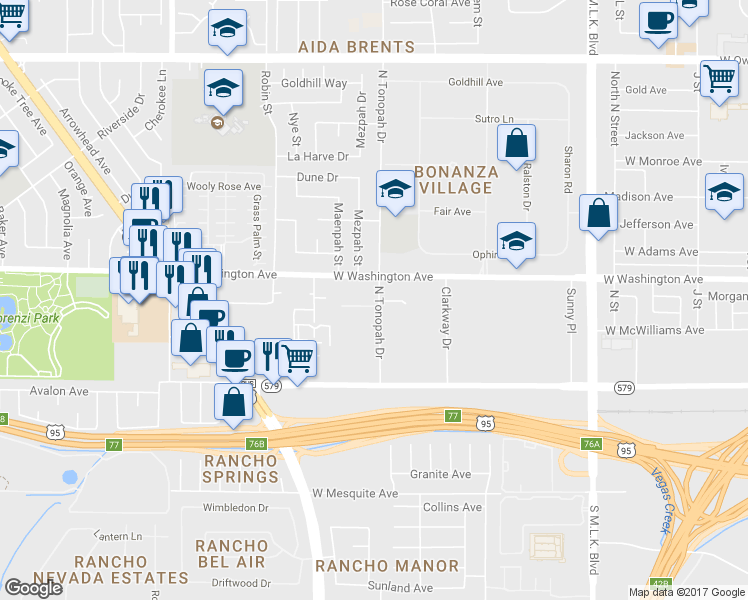 map of restaurants, bars, coffee shops, grocery stores, and more near 2100 Sleepy Court in Las Vegas