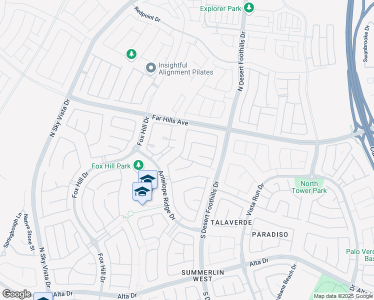 map of restaurants, bars, coffee shops, grocery stores, and more near 71 Berneri Drive in Las Vegas