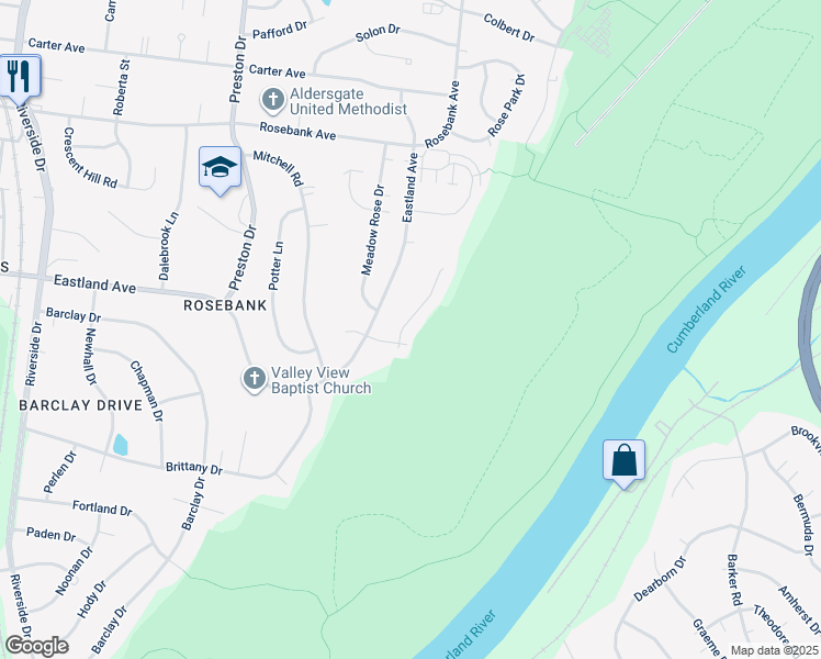 map of restaurants, bars, coffee shops, grocery stores, and more near 811 Beth Drive in Nashville