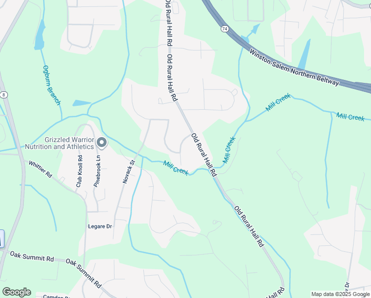 map of restaurants, bars, coffee shops, grocery stores, and more near 209 Creeksedge Court in Winston-Salem