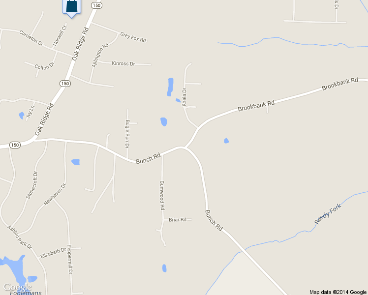 map of restaurants, bars, coffee shops, grocery stores, and more near 5600 Bunch Road in Oak Ridge