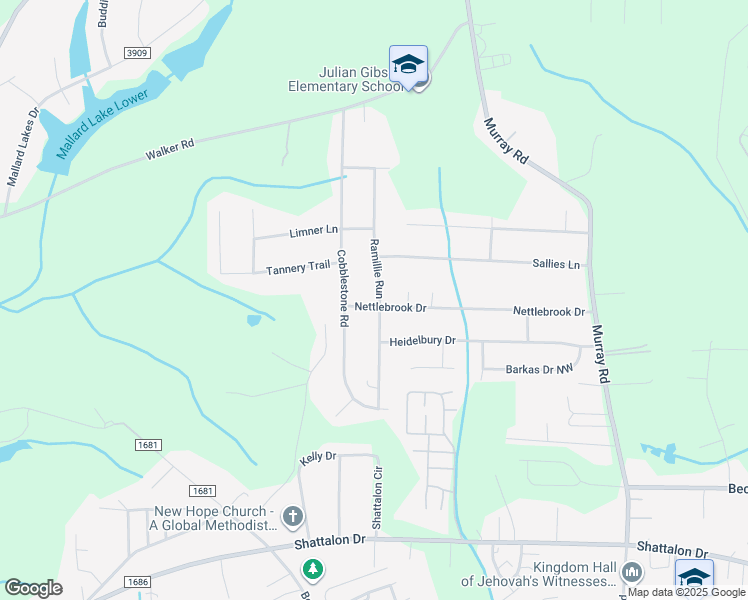map of restaurants, bars, coffee shops, grocery stores, and more near 2255 Nettlebrook Drive in Winston-Salem