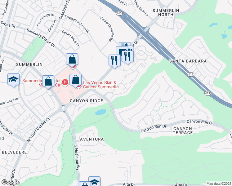 map of restaurants, bars, coffee shops, grocery stores, and more near 652 Peachy Canyon Circle in Las Vegas
