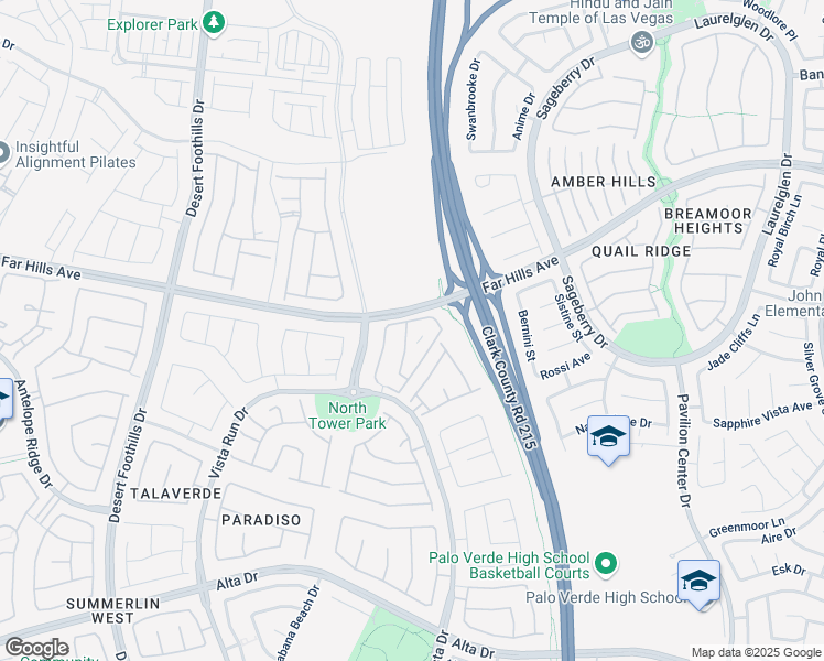 map of restaurants, bars, coffee shops, grocery stores, and more near 100 Park Vista Drive in Las Vegas