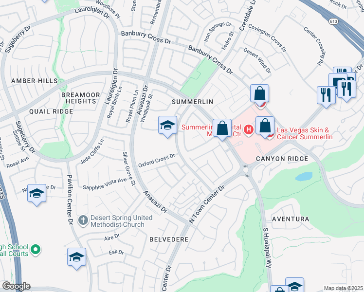 map of restaurants, bars, coffee shops, grocery stores, and more near 617 Lexington Cross Drive in Las Vegas