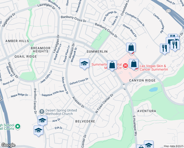 map of restaurants, bars, coffee shops, grocery stores, and more near 617 Lexington Cross Drive in Las Vegas