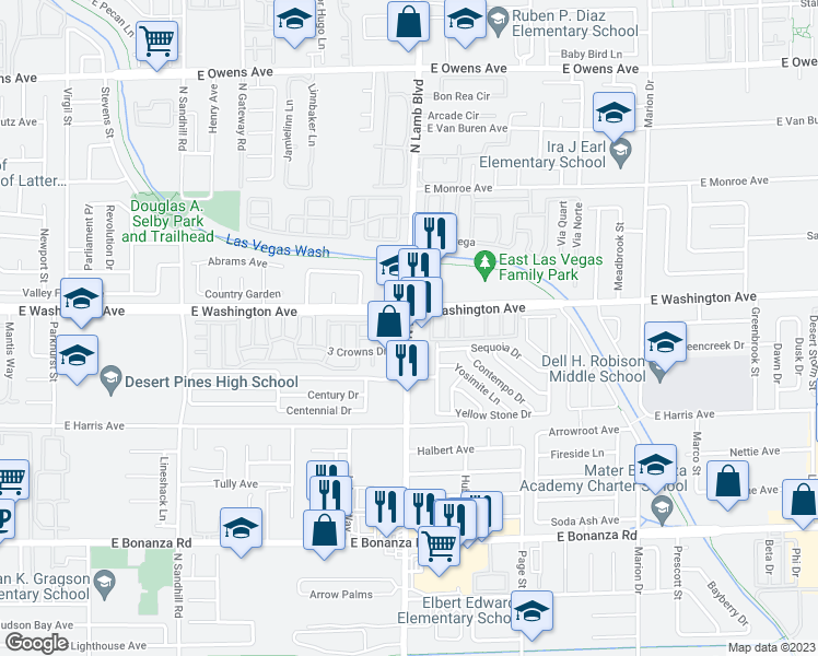map of restaurants, bars, coffee shops, grocery stores, and more near 865 North Lamb Boulevard in Las Vegas
