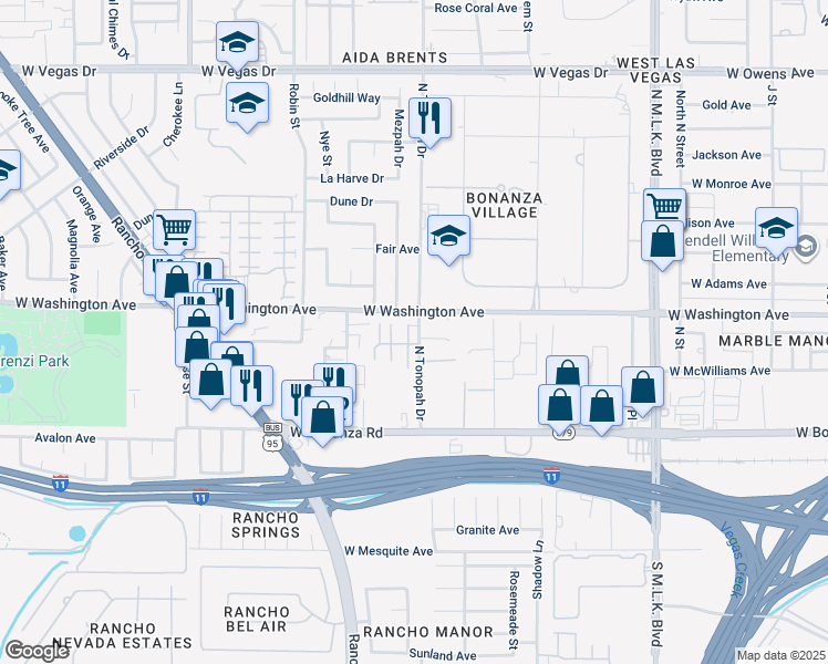 map of restaurants, bars, coffee shops, grocery stores, and more near 2100 Sleepy Court in Las Vegas