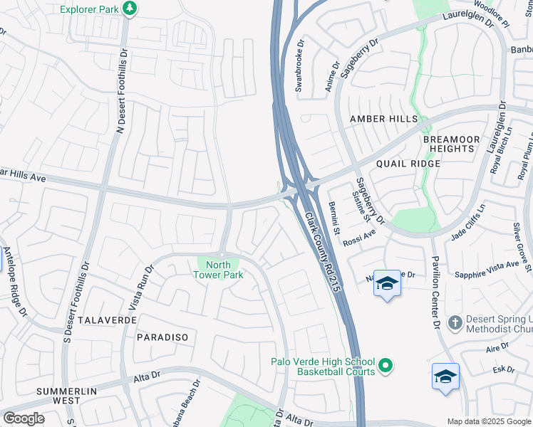 map of restaurants, bars, coffee shops, grocery stores, and more near 100 Park Vista Drive in Las Vegas