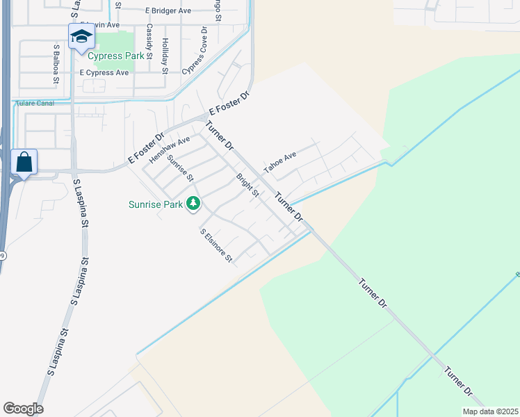 map of restaurants, bars, coffee shops, grocery stores, and more near 1892 Arrowhead Place in Tulare