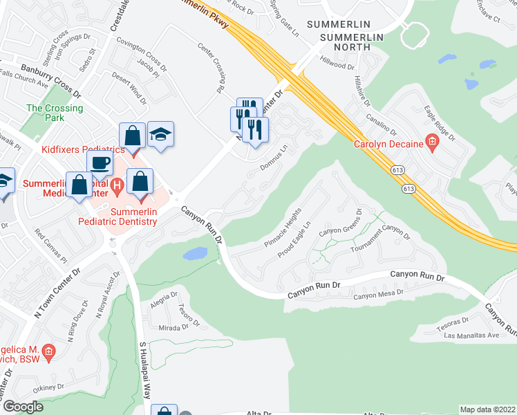 map of restaurants, bars, coffee shops, grocery stores, and more near 708 Peachy Canyon Circle in Las Vegas