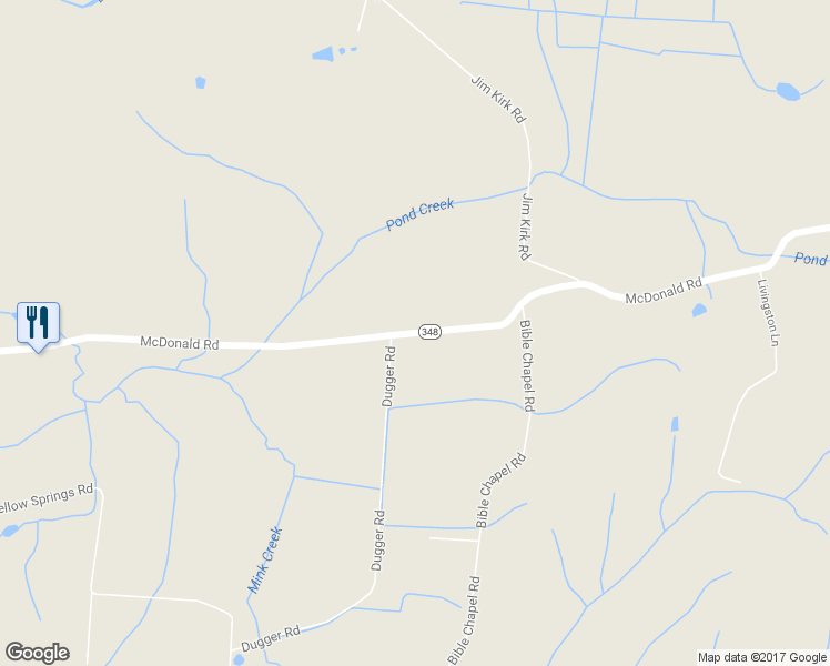 map of restaurants, bars, coffee shops, grocery stores, and more near 2199 McDonald Road in Midway