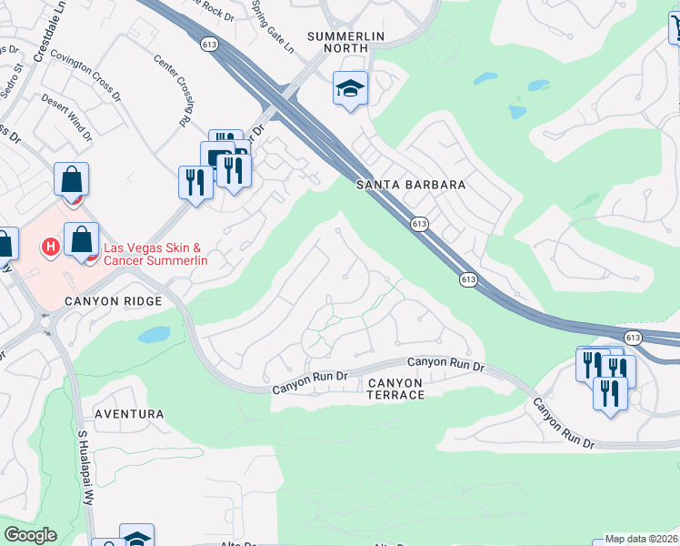 map of restaurants, bars, coffee shops, grocery stores, and more near 9504 Balatta Canyon Court in Las Vegas