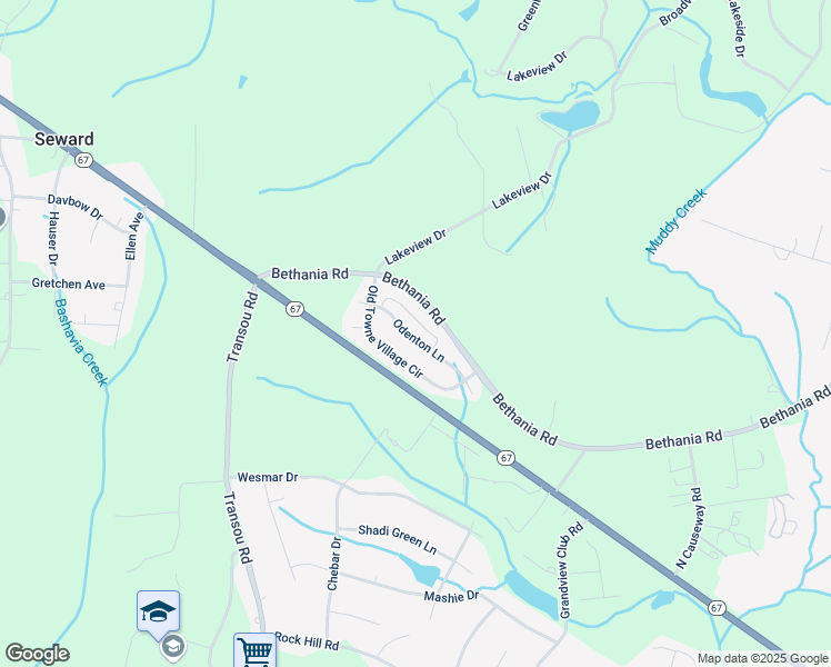 map of restaurants, bars, coffee shops, grocery stores, and more near 5959 Odenton Lane in Pfafftown