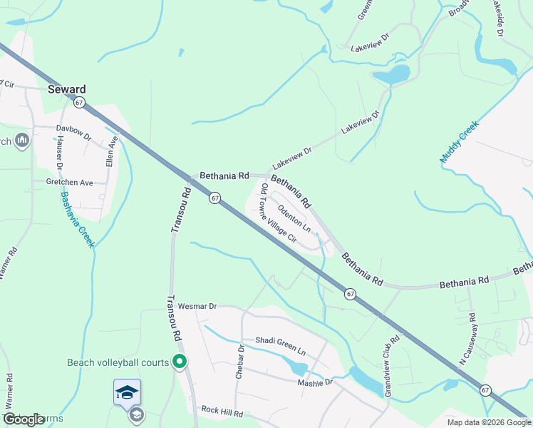 map of restaurants, bars, coffee shops, grocery stores, and more near 4917 Old Towne Village Circle in Pfafftown