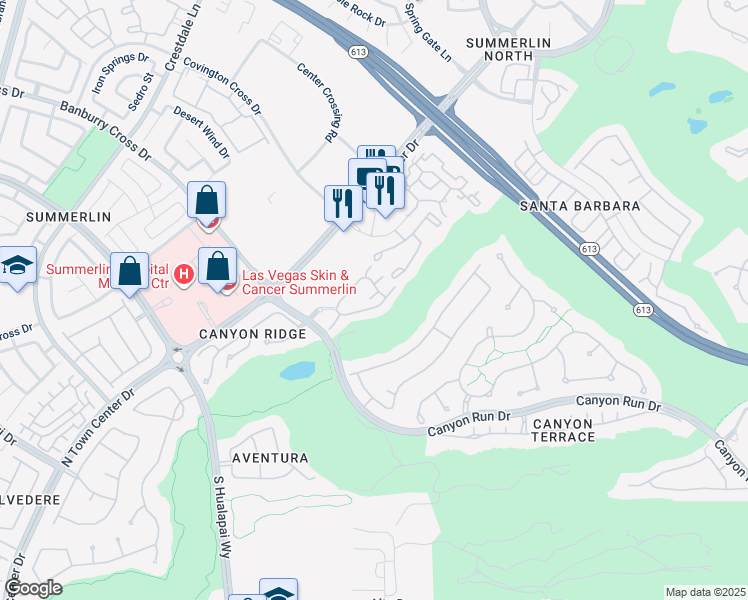map of restaurants, bars, coffee shops, grocery stores, and more near 717 Peachy Canyon Circle in Las Vegas