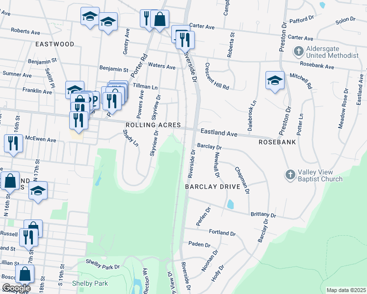 map of restaurants, bars, coffee shops, grocery stores, and more near in Nashville