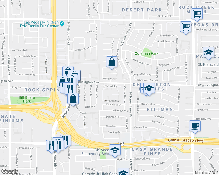 map of restaurants, bars, coffee shops, grocery stores, and more near 812 Pepperwood Lane in Las Vegas