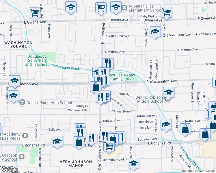 map of restaurants, bars, coffee shops, grocery stores, and more near 887 North Stratton Lane in Las Vegas