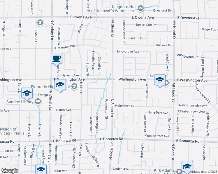 map of restaurants, bars, coffee shops, grocery stores, and more near 1124 Palmerston Street in Las Vegas