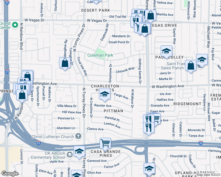 map of restaurants, bars, coffee shops, grocery stores, and more near in Las Vegas
