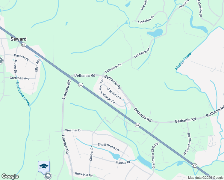 map of restaurants, bars, coffee shops, grocery stores, and more near 5963 Odenton Lane in Pfafftown