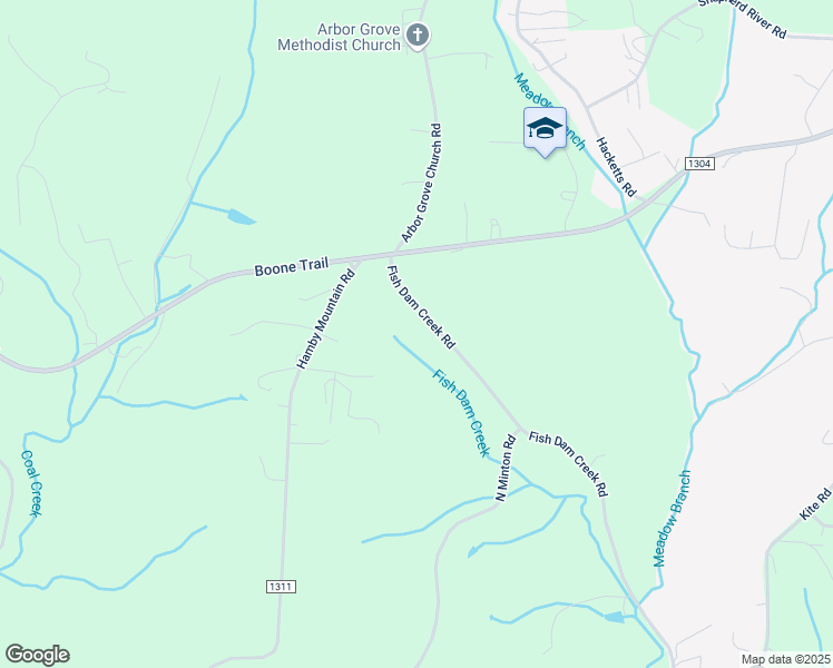 map of restaurants, bars, coffee shops, grocery stores, and more near 350 Fish Dam Creek Road in Millers Creek