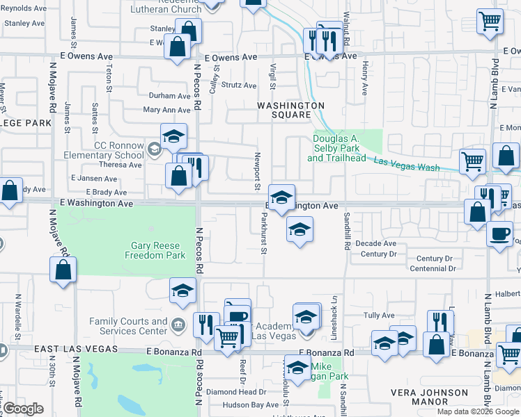map of restaurants, bars, coffee shops, grocery stores, and more near 868 Parkhurst Street in Las Vegas