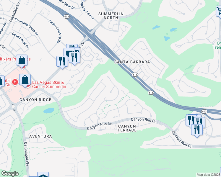 map of restaurants, bars, coffee shops, grocery stores, and more near 9500 Balatta Canyon Court in Las Vegas