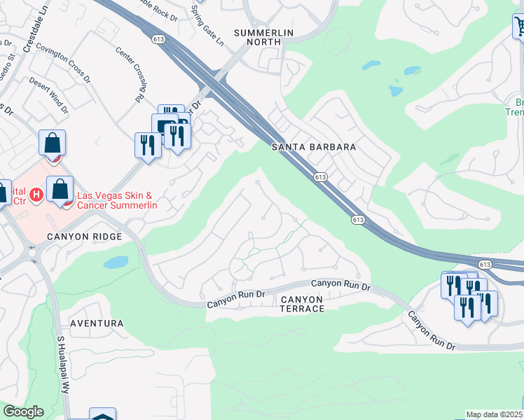 map of restaurants, bars, coffee shops, grocery stores, and more near 9500 Balatta Canyon Court in Las Vegas
